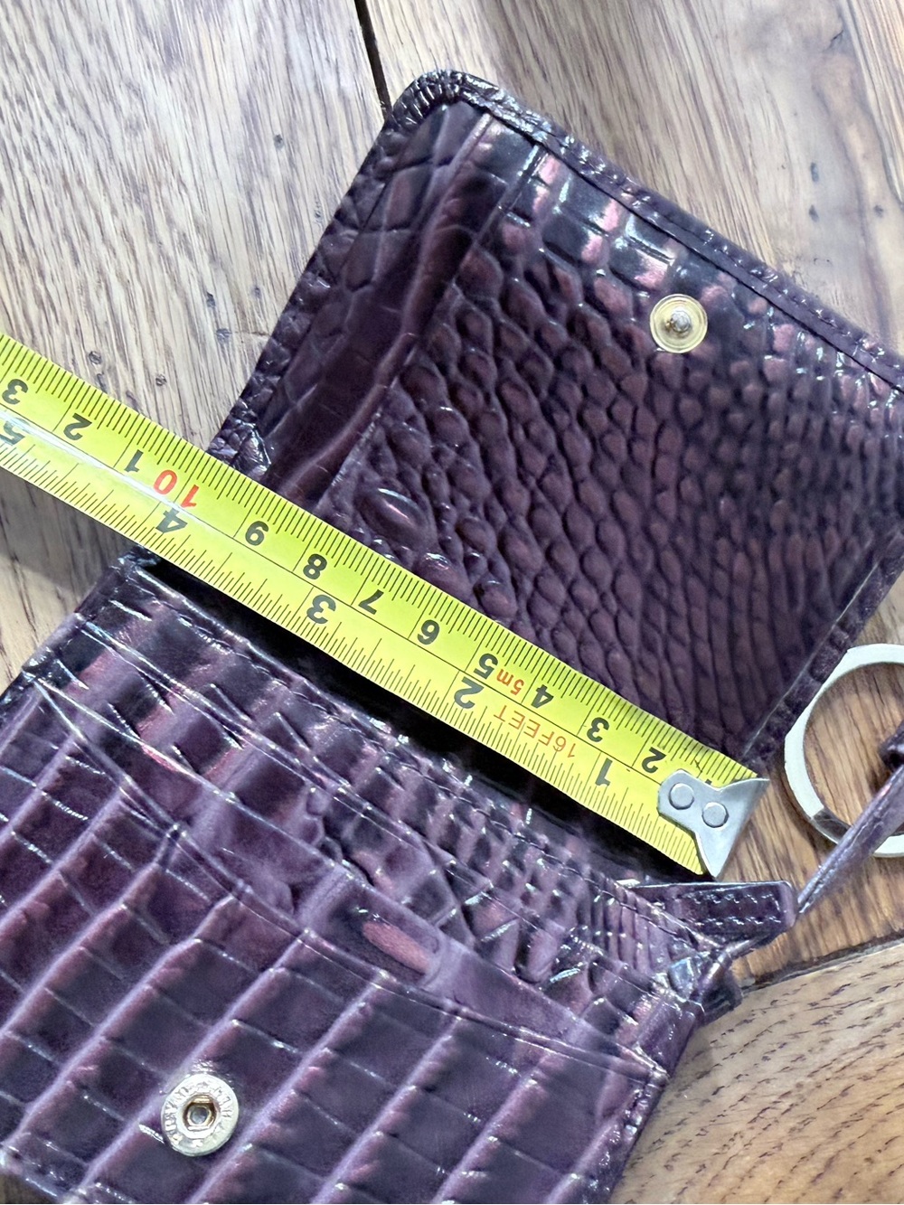Brahmin Plum Croc-Embossed Leather Key Ring Wallet - Picture 9 of 10